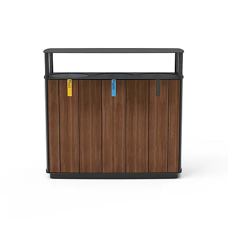 Trojitý odpadkový kôš na separovaný odpad so strieškou 3x50l HPL